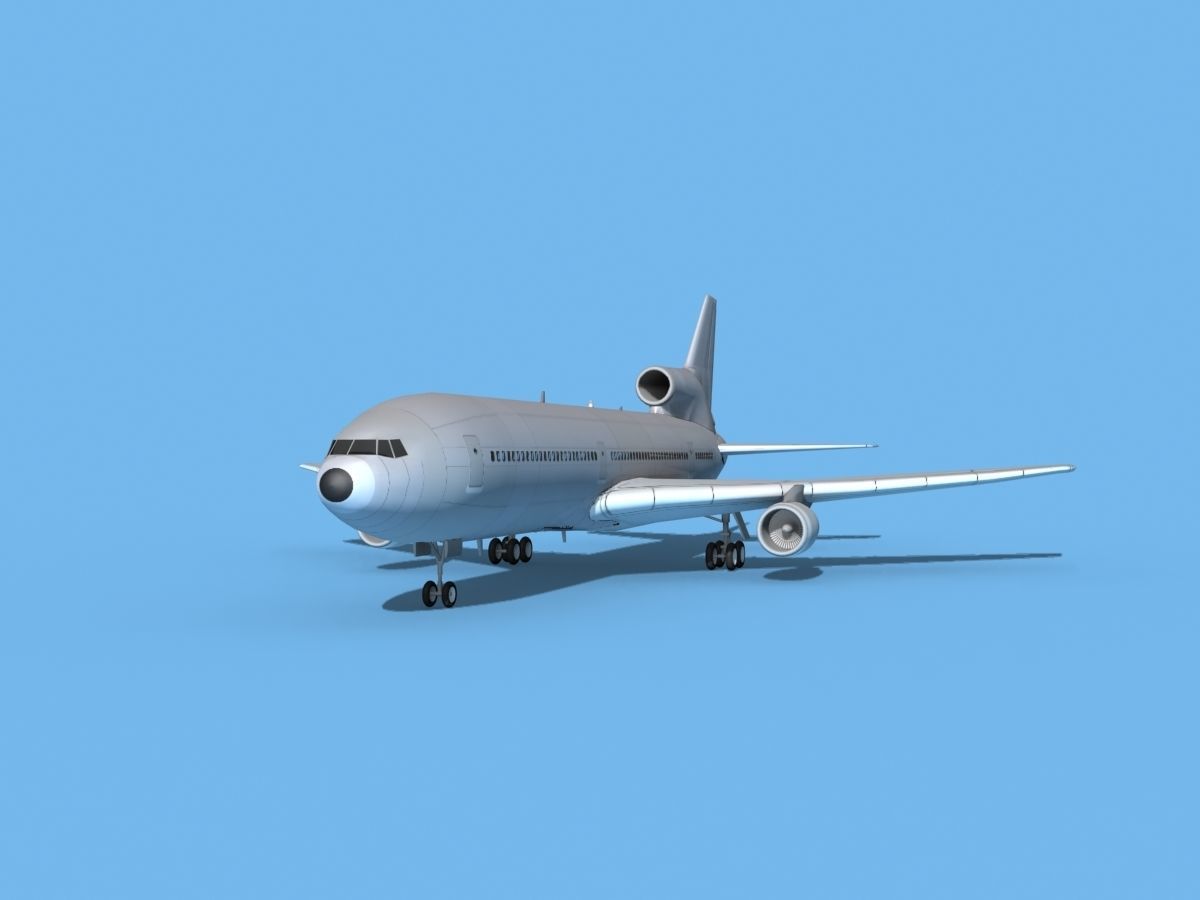 Lockheed L-1011 TriStar Bare Metal 3D model rigged | CGTrader