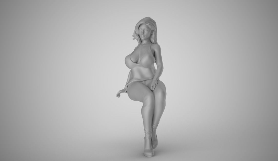Woman Sit on Sofa 3D print model_1