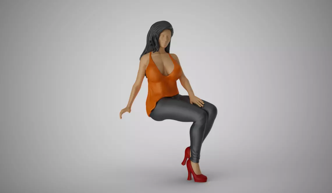 Woman Sit on Sofa 3D print model_0