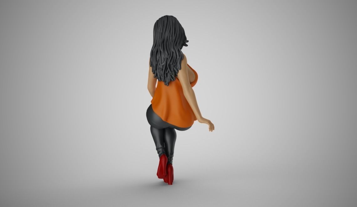 Woman Sit on Sofa 3D print model_6