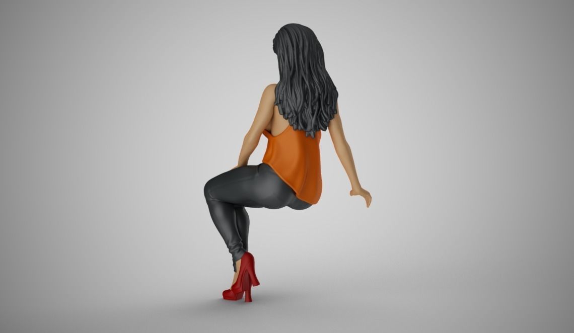 Woman Sit on Sofa 3D print model_7