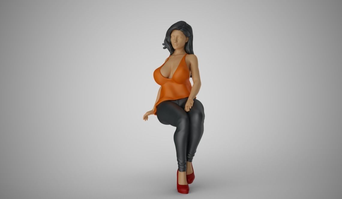 Woman Sit on Sofa 3D print model_10