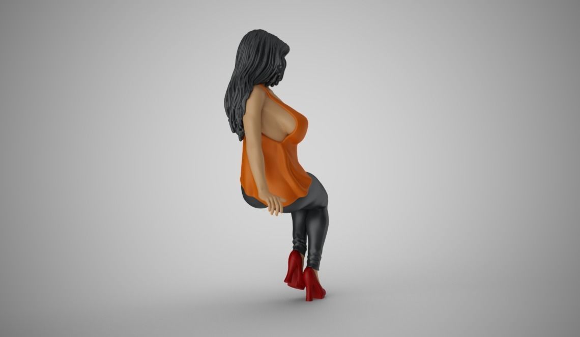 Woman Sit on Sofa 3D print model_5