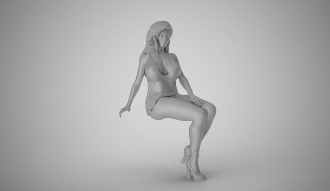 Woman Sit on Sofa 3D print model_2