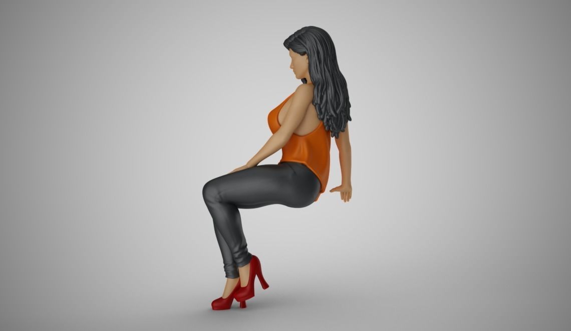 Woman Sit on Sofa 3D print model_8