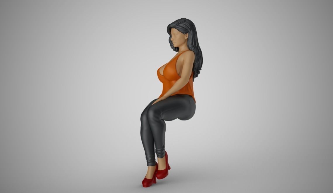 Woman Sit on Sofa 3D print model_9