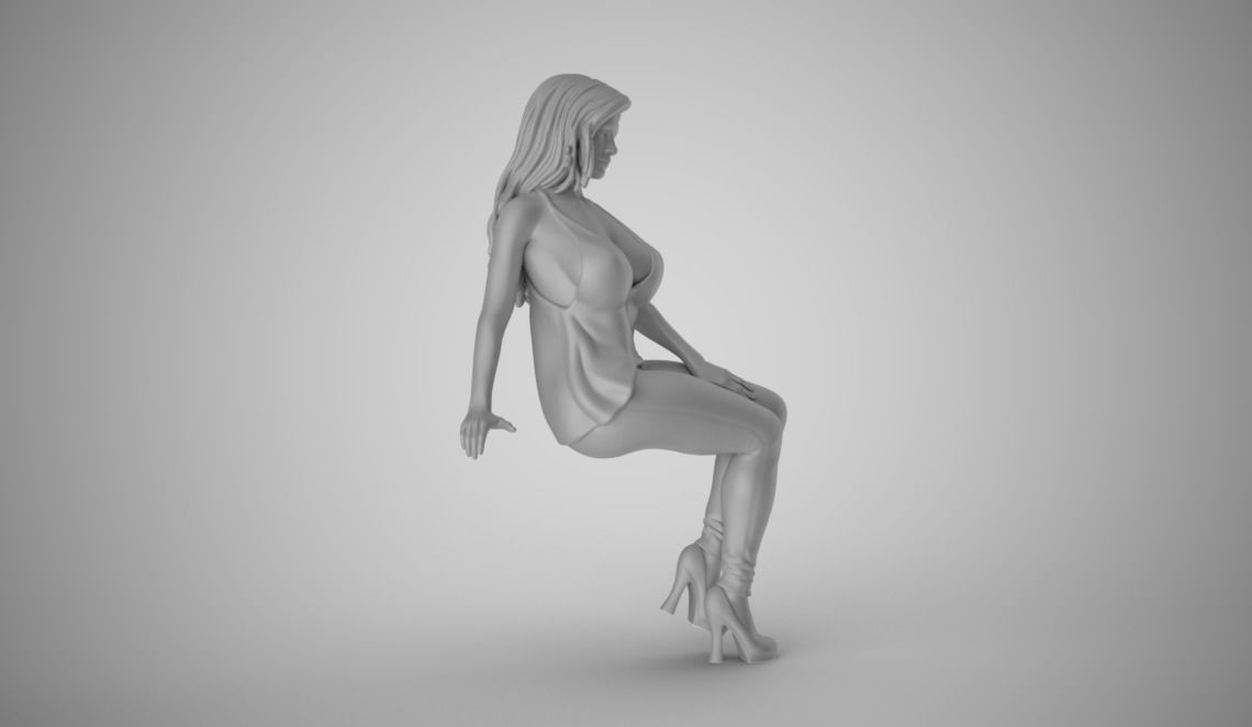 Woman Sit on Sofa 3D print model_3