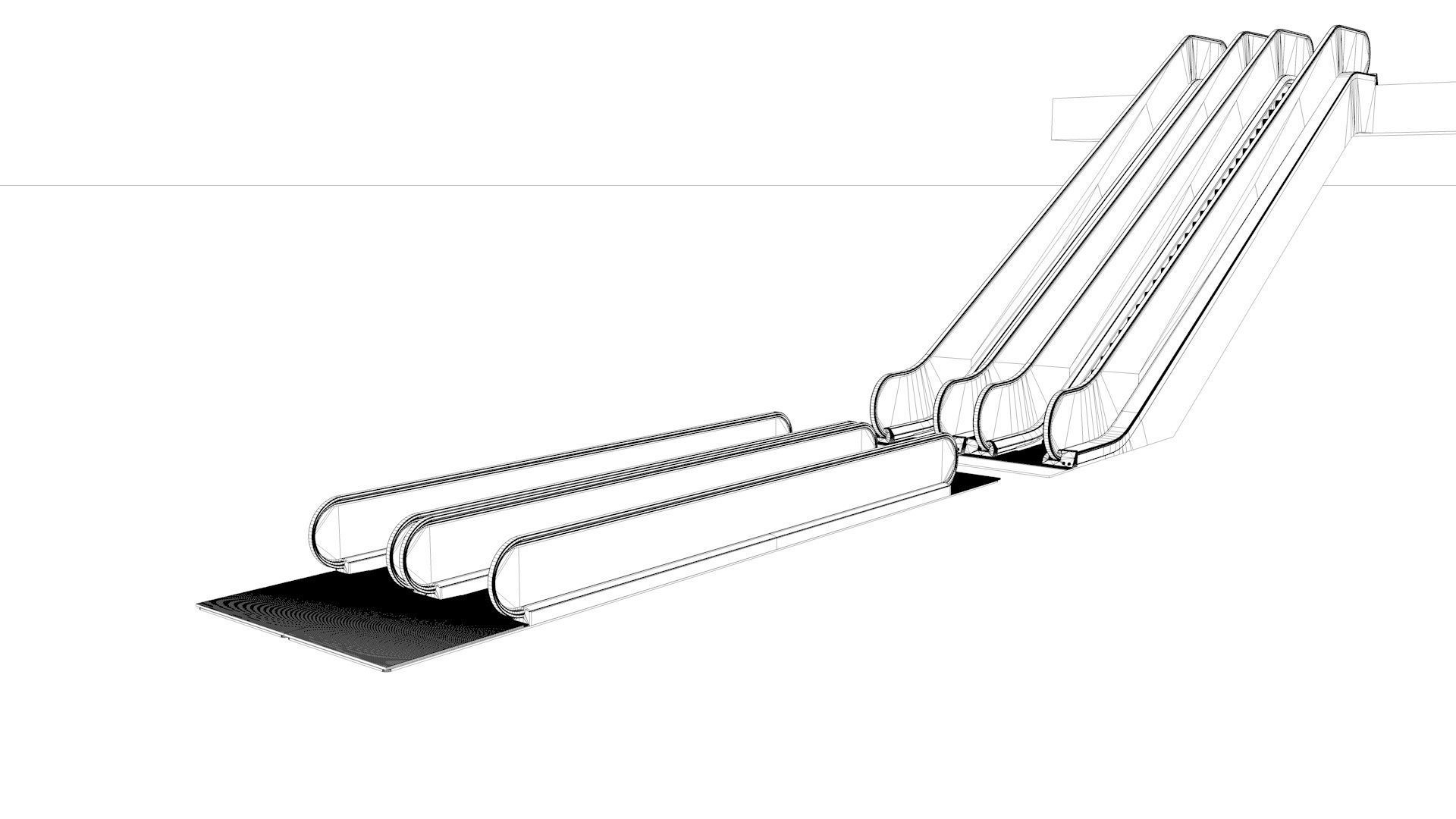 Escalator and Moving Walkway Rigged 3D model_19