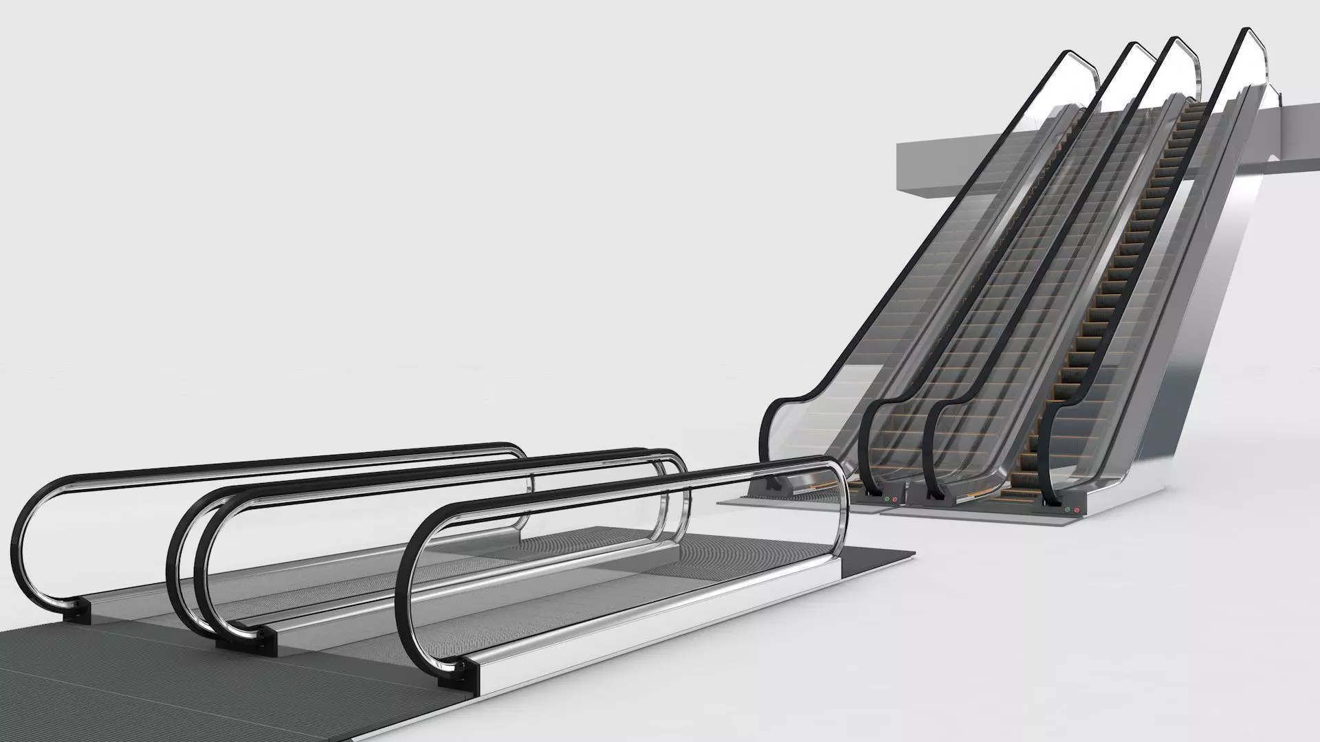 Escalator and Moving Walkway Rigged 3D model_0