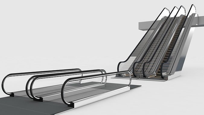 Escalator and Moving Walkway Rigged 3D model
