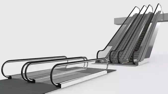 Escalator and Moving Walkway Rigged 3D model