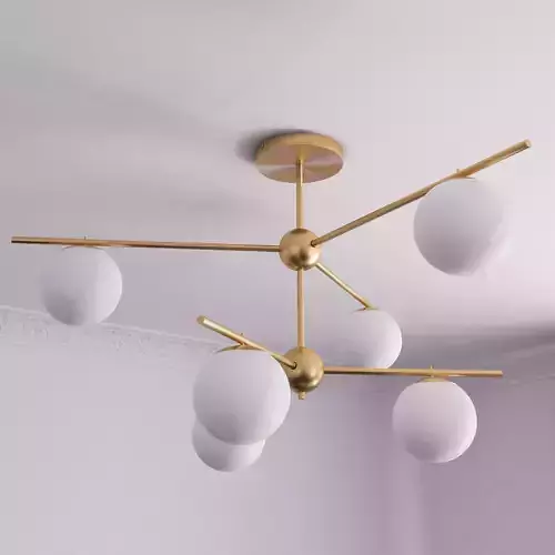 Sphere Stem Chandelier  6 Light  Milk