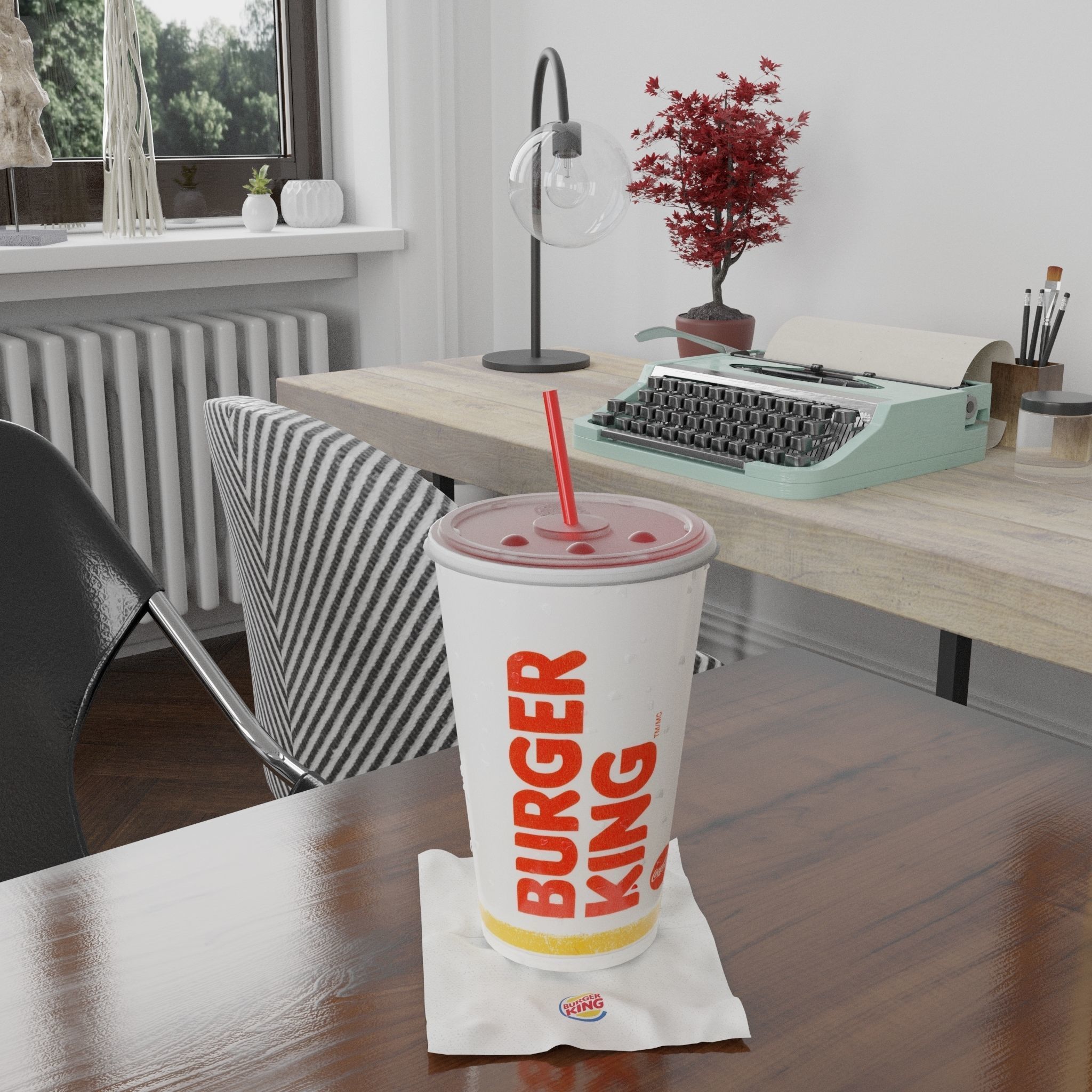 Burger King Photorealistic PBR Cup Low-poly 3D model_2