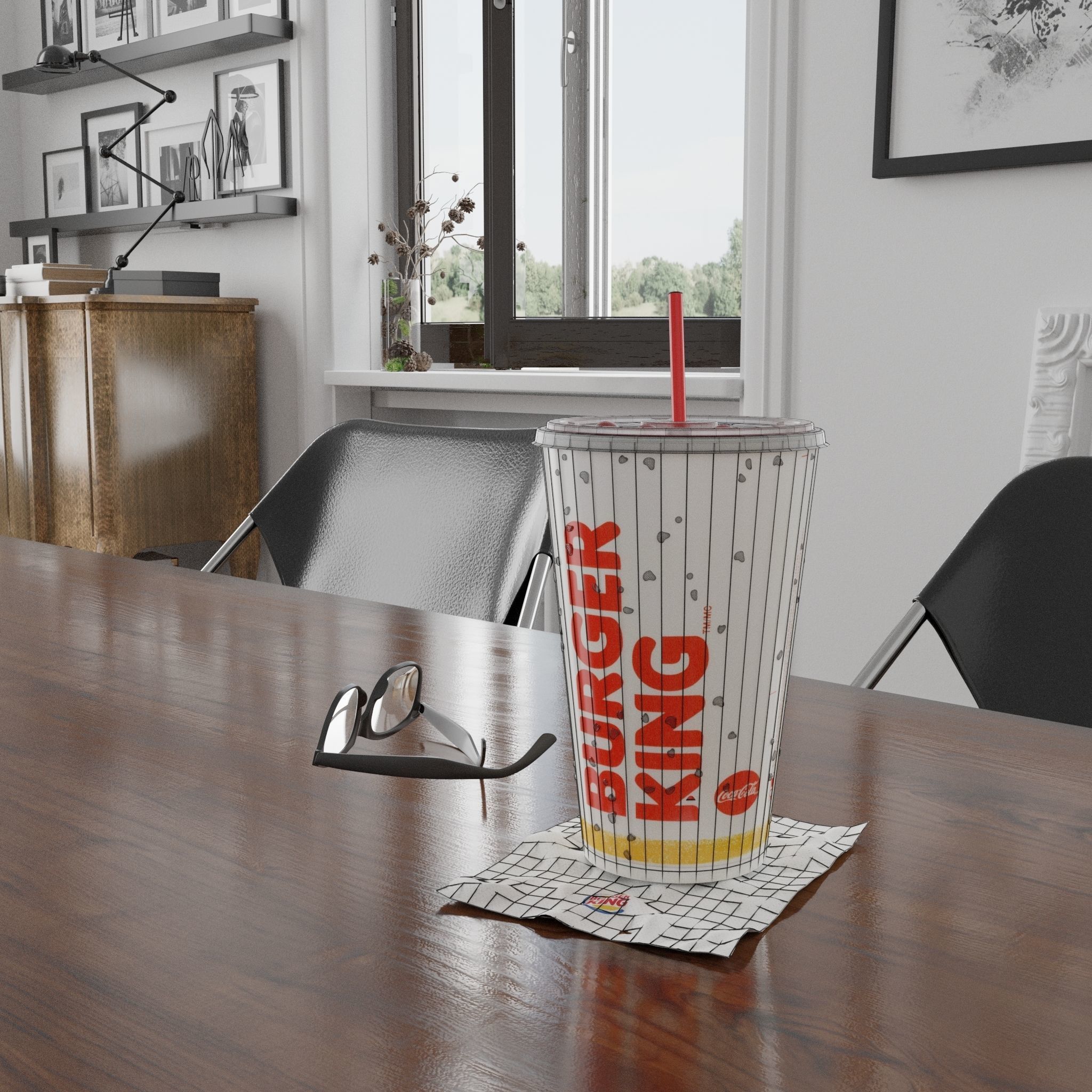 Burger King Photorealistic PBR Cup Low-poly 3D model_6