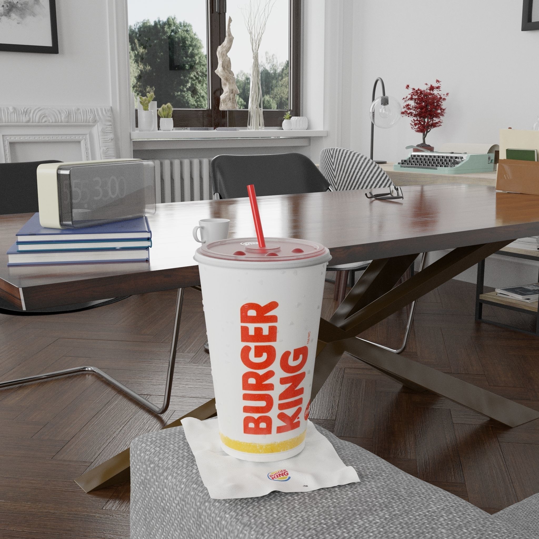 Burger King Photorealistic PBR Cup Low-poly 3D model_9