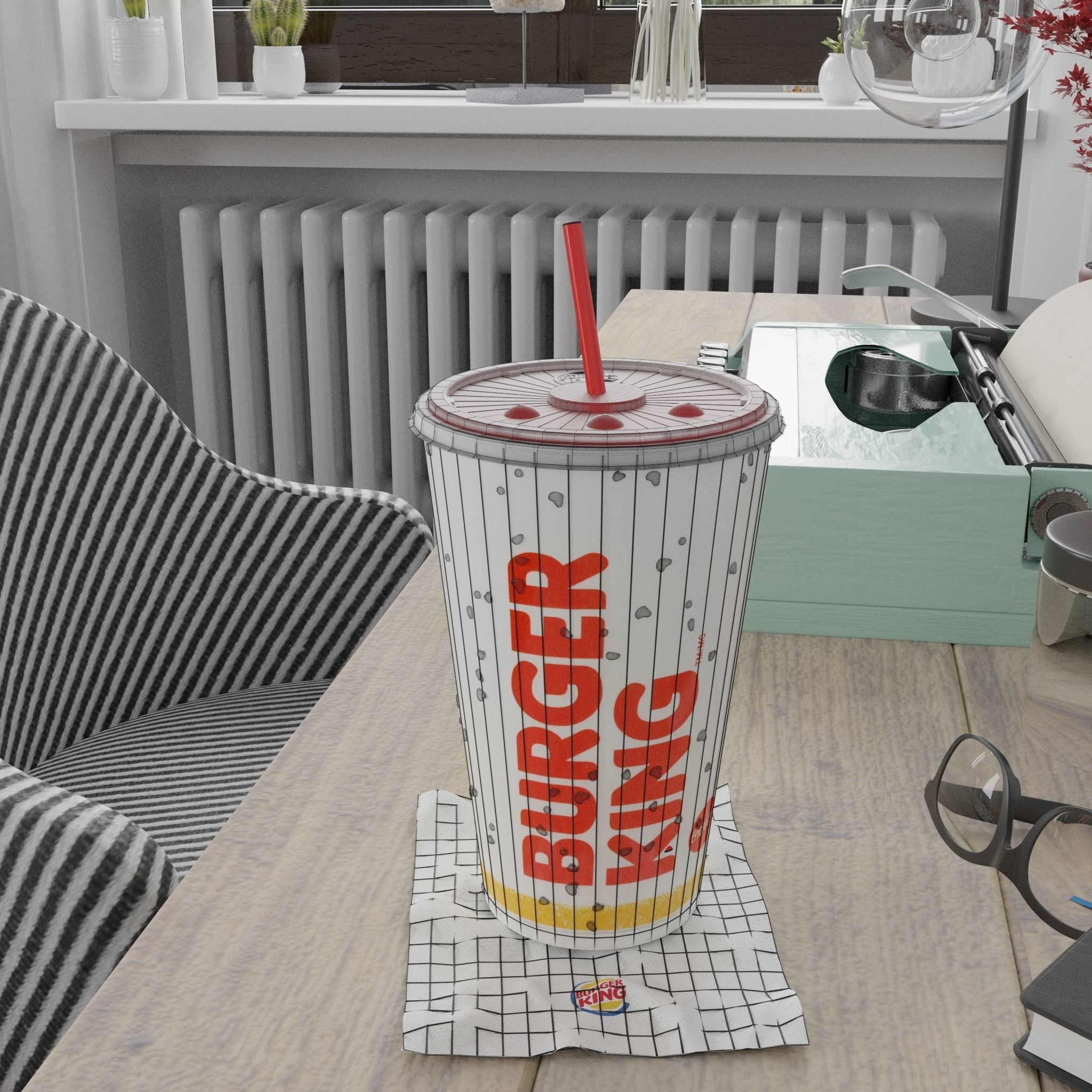 Burger King Photorealistic PBR Cup Low-poly 3D model_4