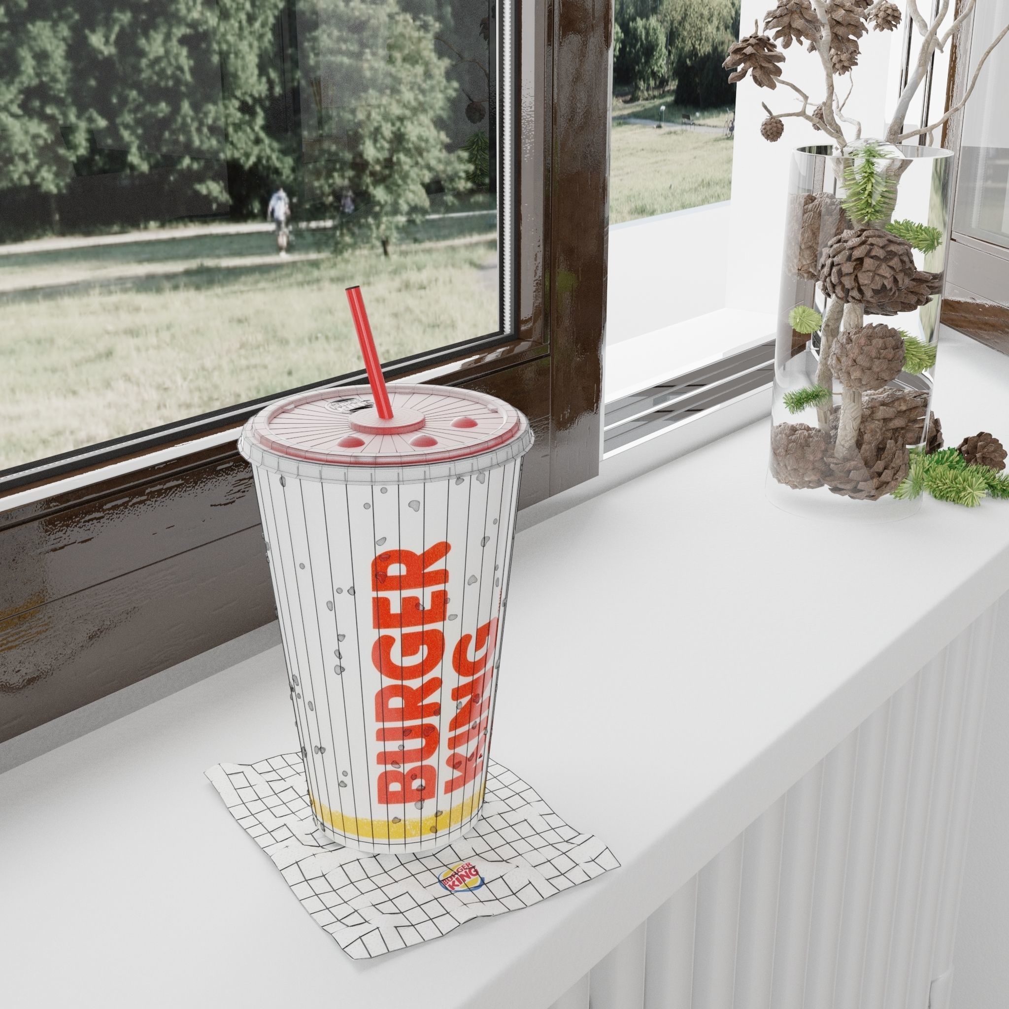 Burger King Photorealistic PBR Cup Low-poly 3D model_8