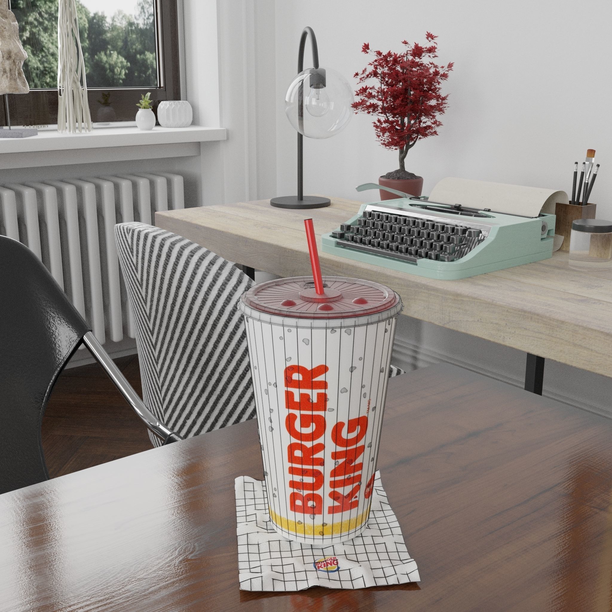 Burger King Photorealistic PBR Cup Low-poly 3D model_3