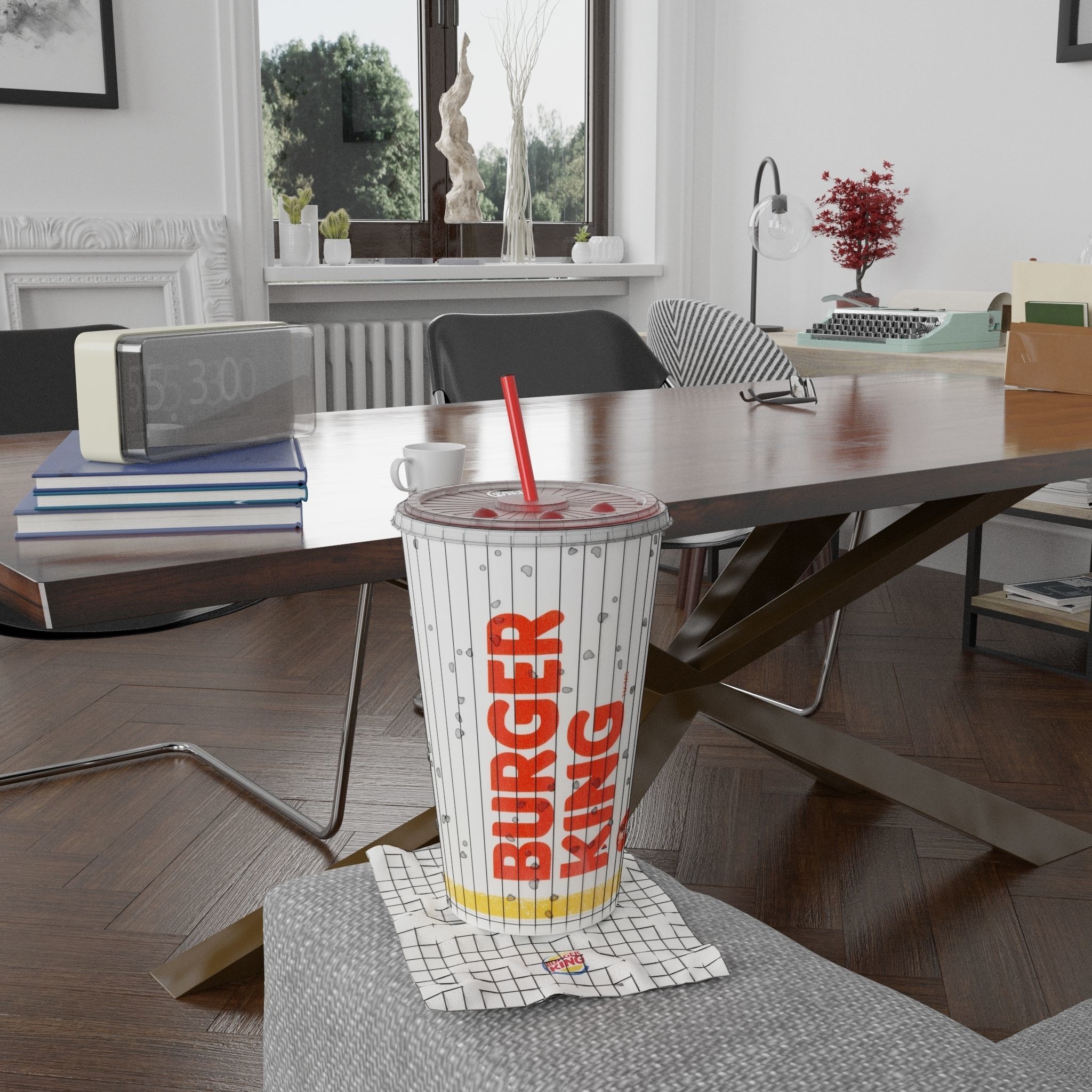 Burger King Photorealistic PBR Cup Low-poly 3D model_10