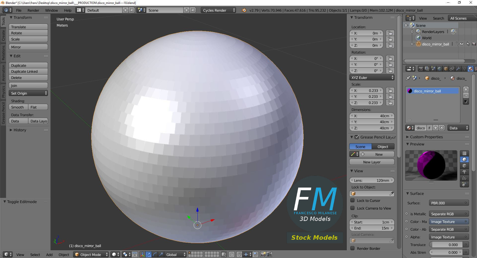 Disco mirror ball 3D model_9