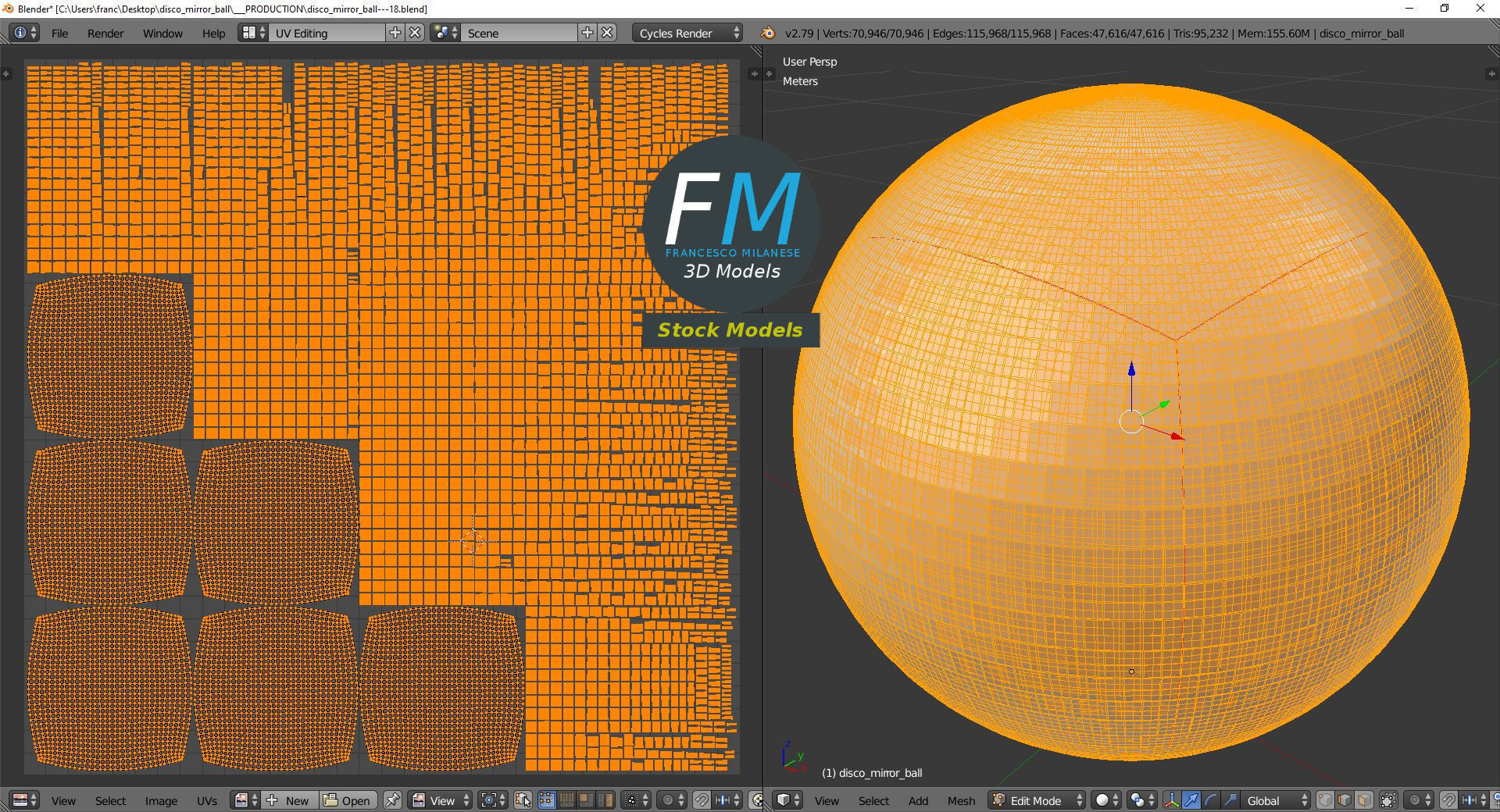Disco mirror ball 3D model_10