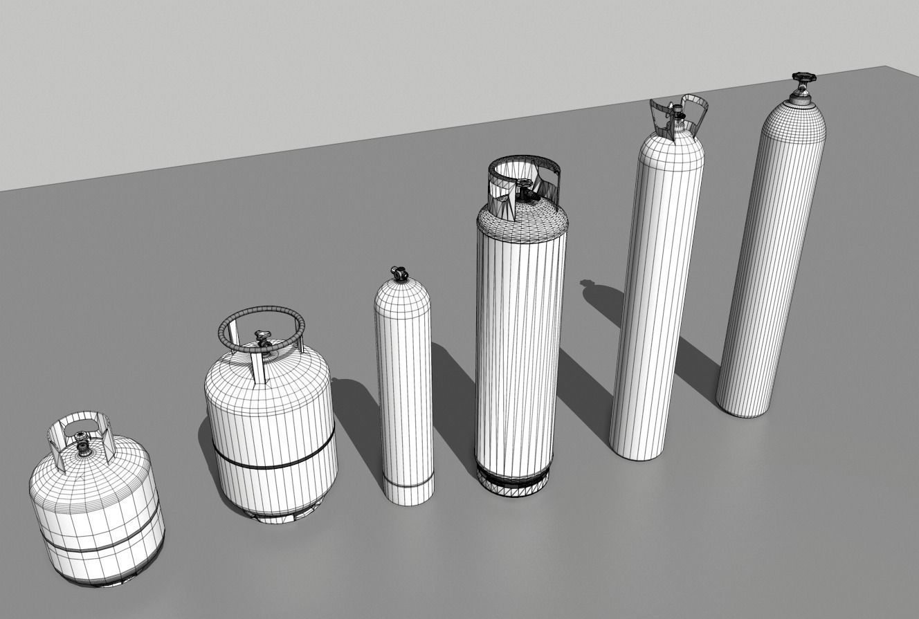 Industrial Gas Cylinders Pack 2 Low-poly 3D model_9