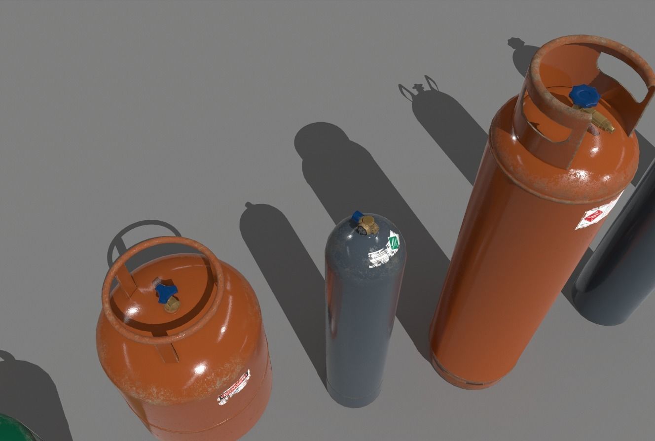 Industrial Gas Cylinders Pack 2 Low-poly 3D model_5