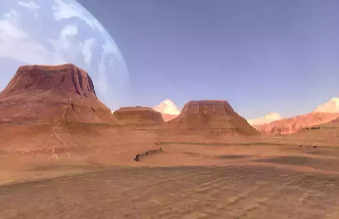 PBR Desert Landscape  Low-poly 3D model and printable stl