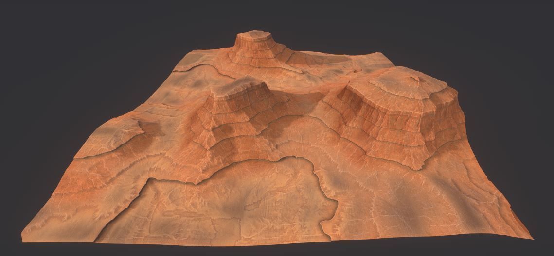 PBR Desert Landscape  Low-poly 3D model and printable stl Low-poly 3D model_9