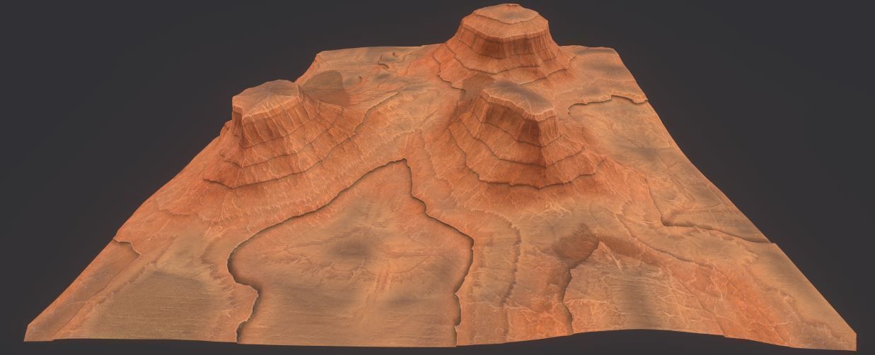 PBR Desert Landscape  Low-poly 3D model and printable stl Low-poly 3D model_8