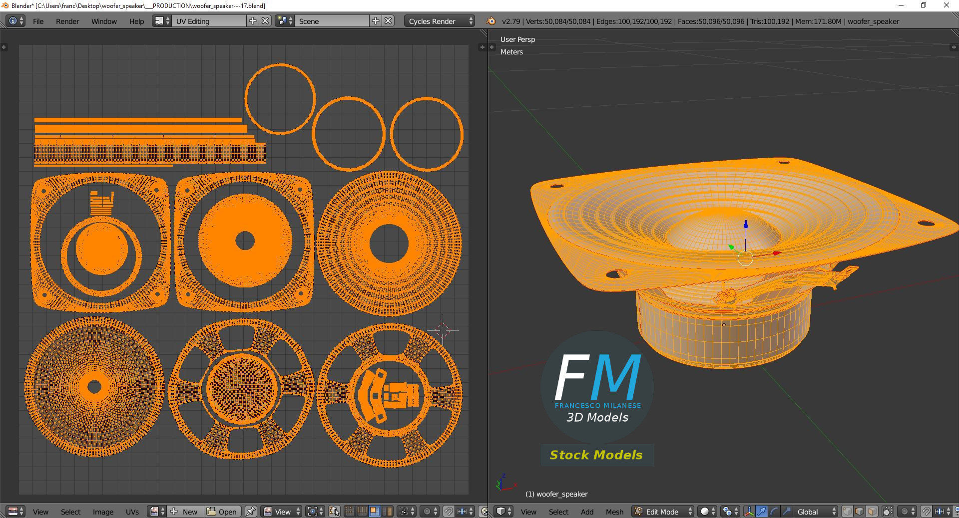 Woofer speaker 3D model_10