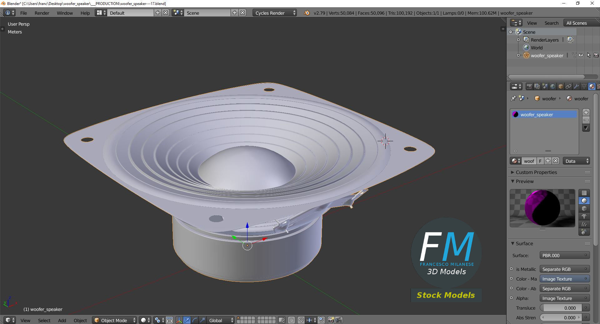 Woofer speaker 3D model_9