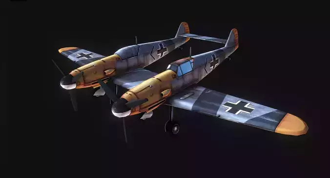 Messerschmitt Bf 109 zwilling Low-poly 3D model