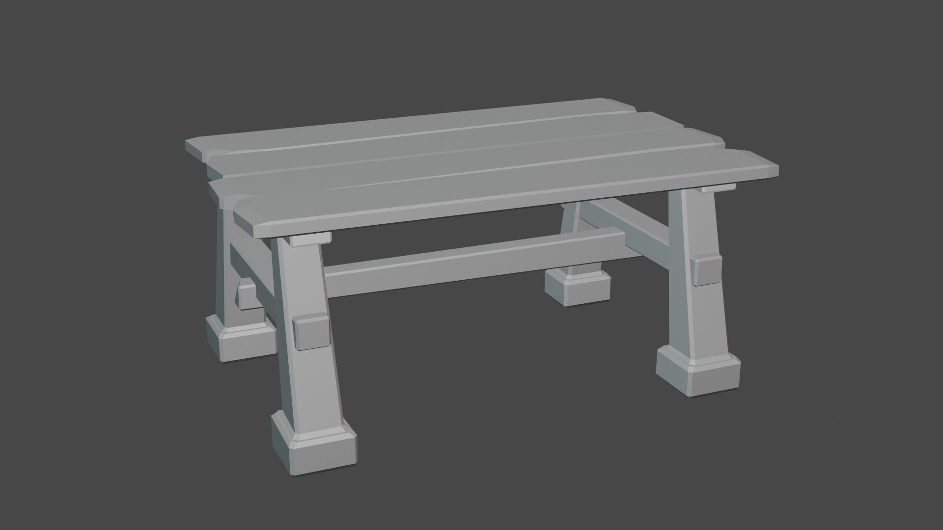 Wooden table Low-poly 3D model_6