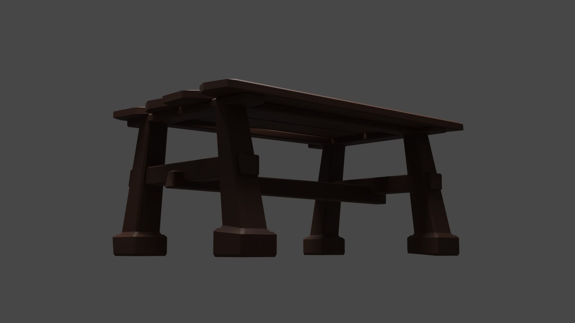 Wooden table Low-poly 3D model_2