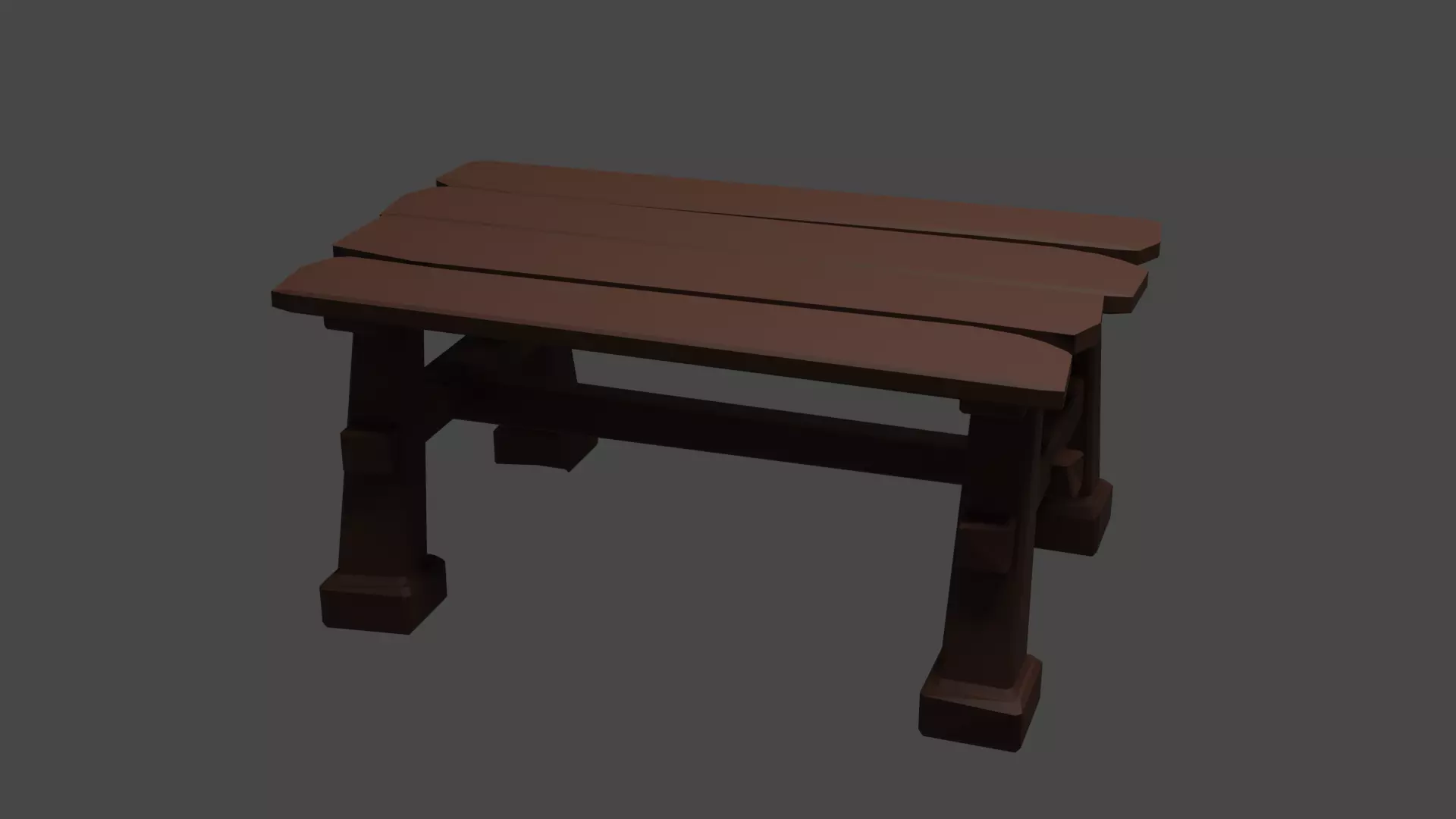 Wooden table Low-poly 3D model_0