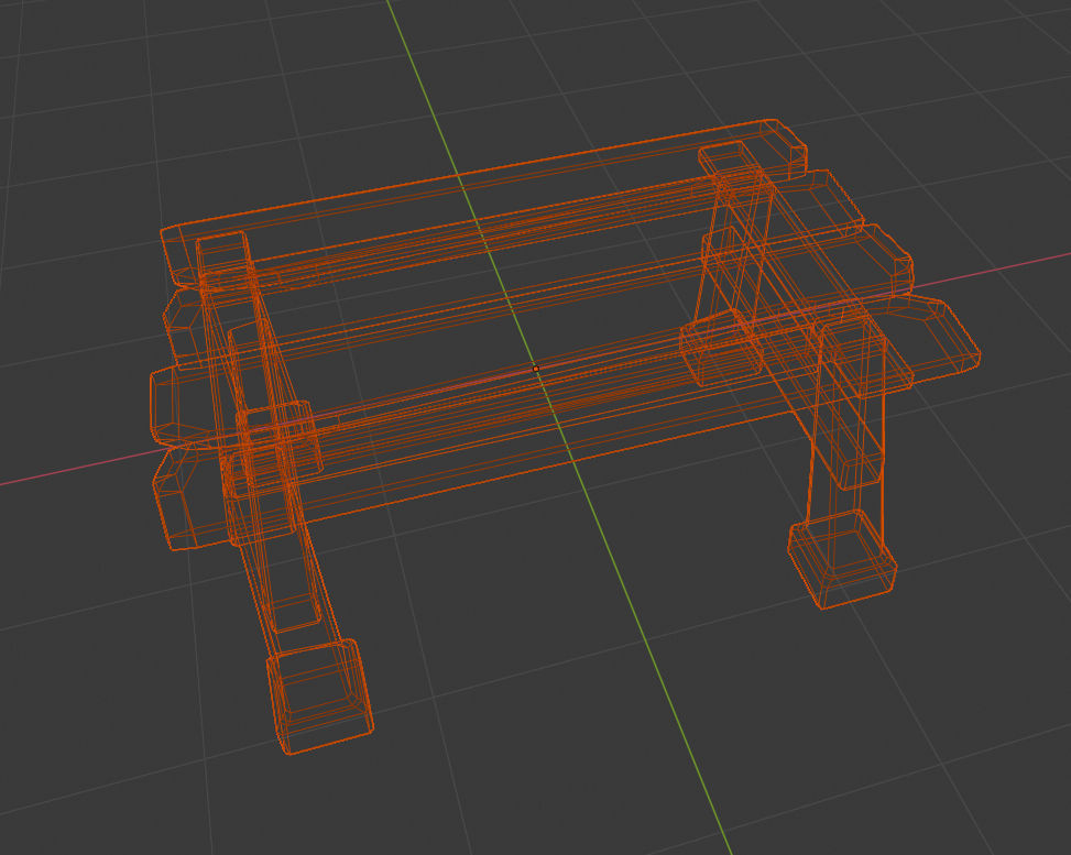 Wooden table Low-poly 3D model_4