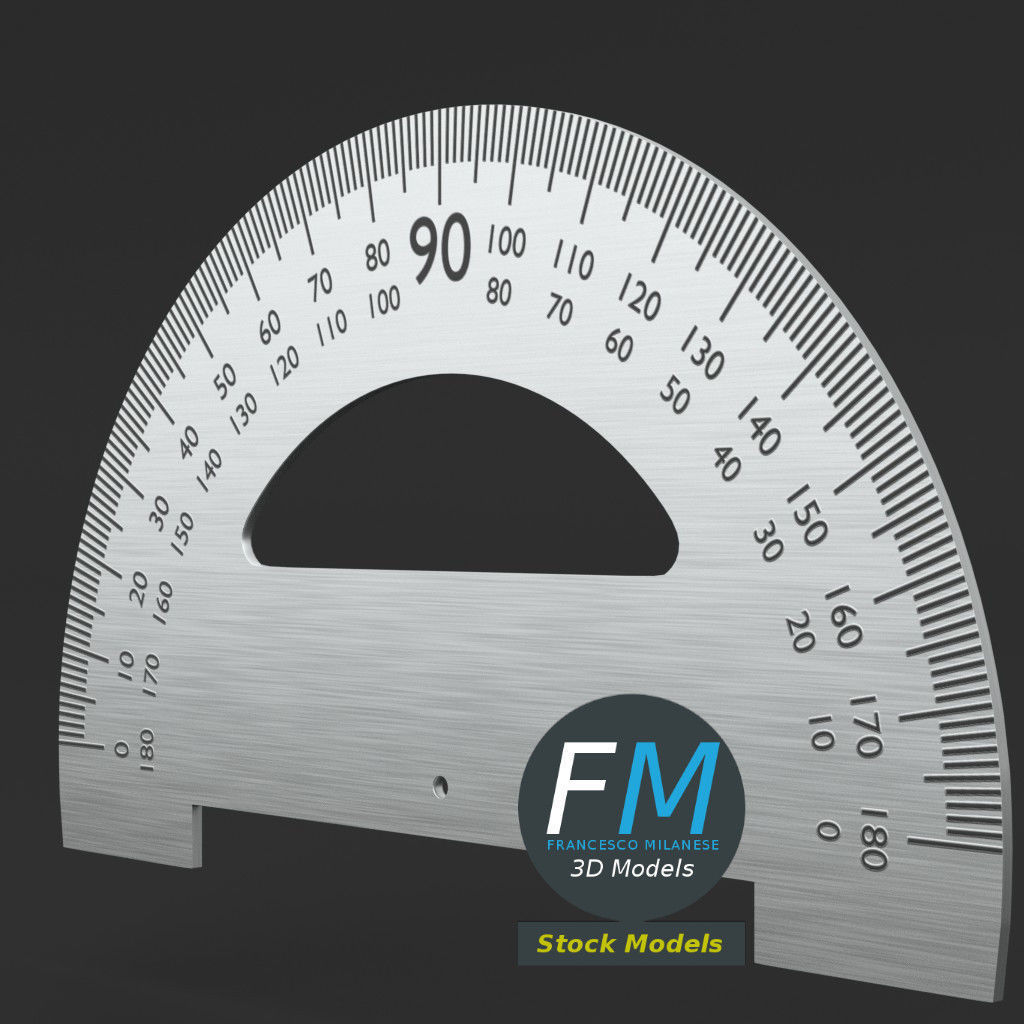 Protractor degree compass 3D model_3
