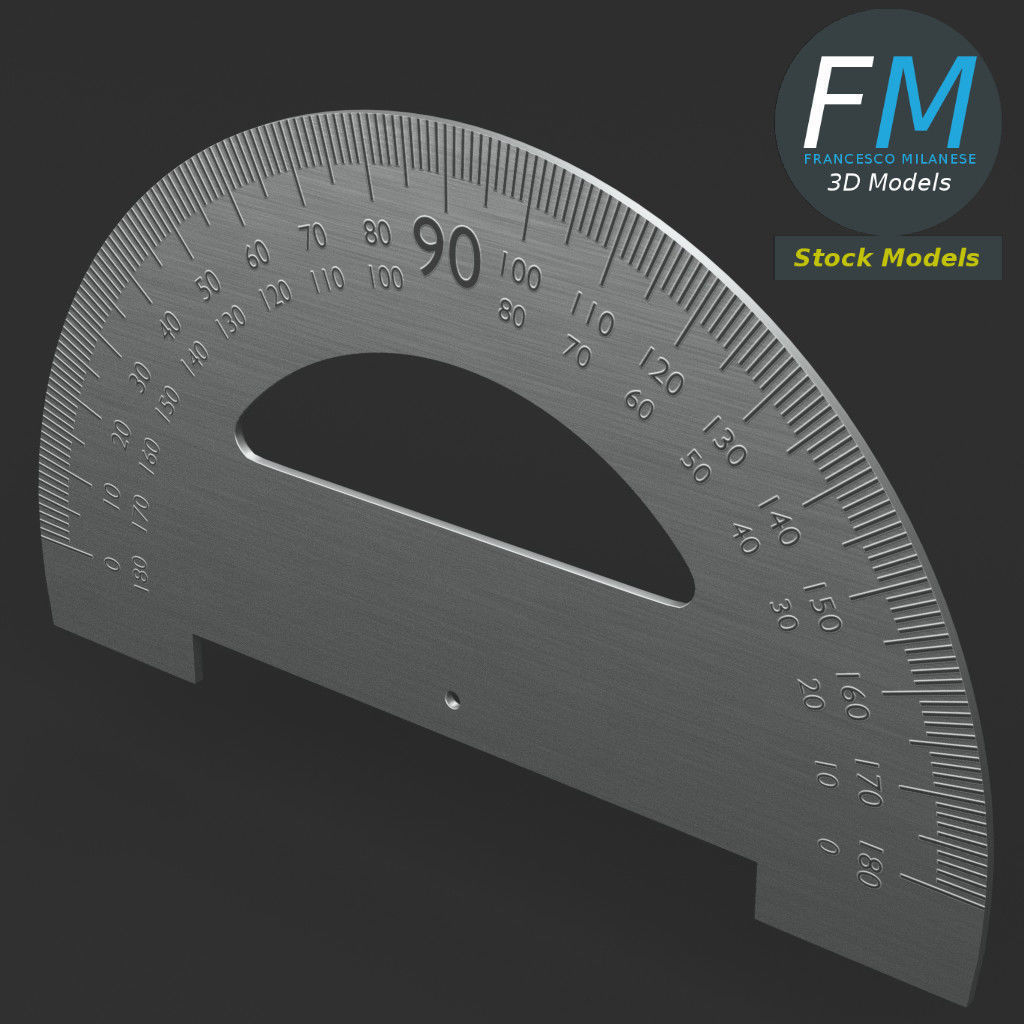 Protractor degree compass 3D model_2
