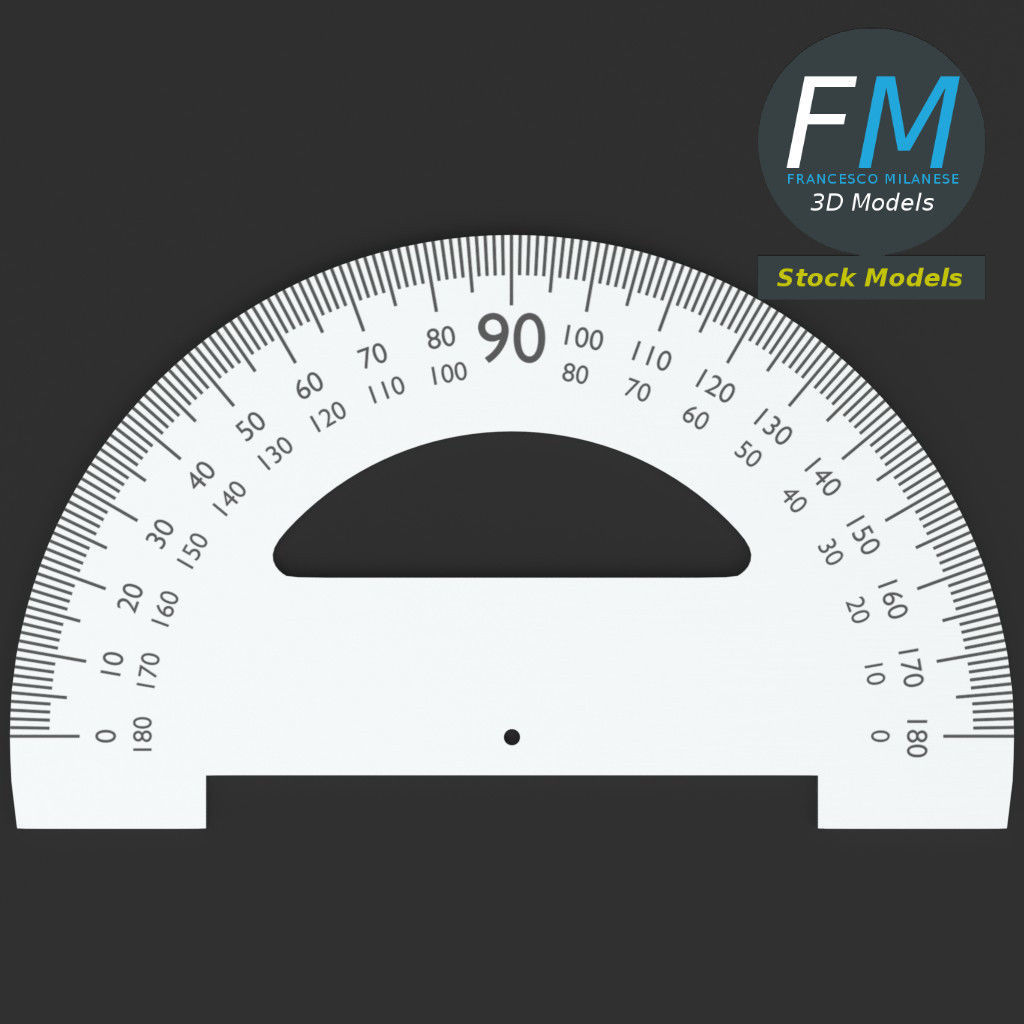 Protractor degree compass 3D model_6