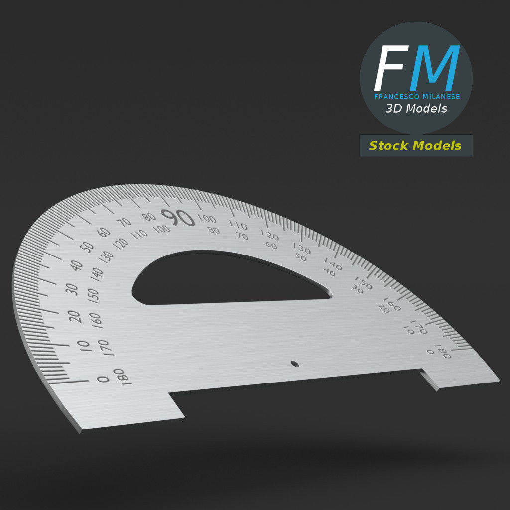 Protractor degree compass 3D model_4