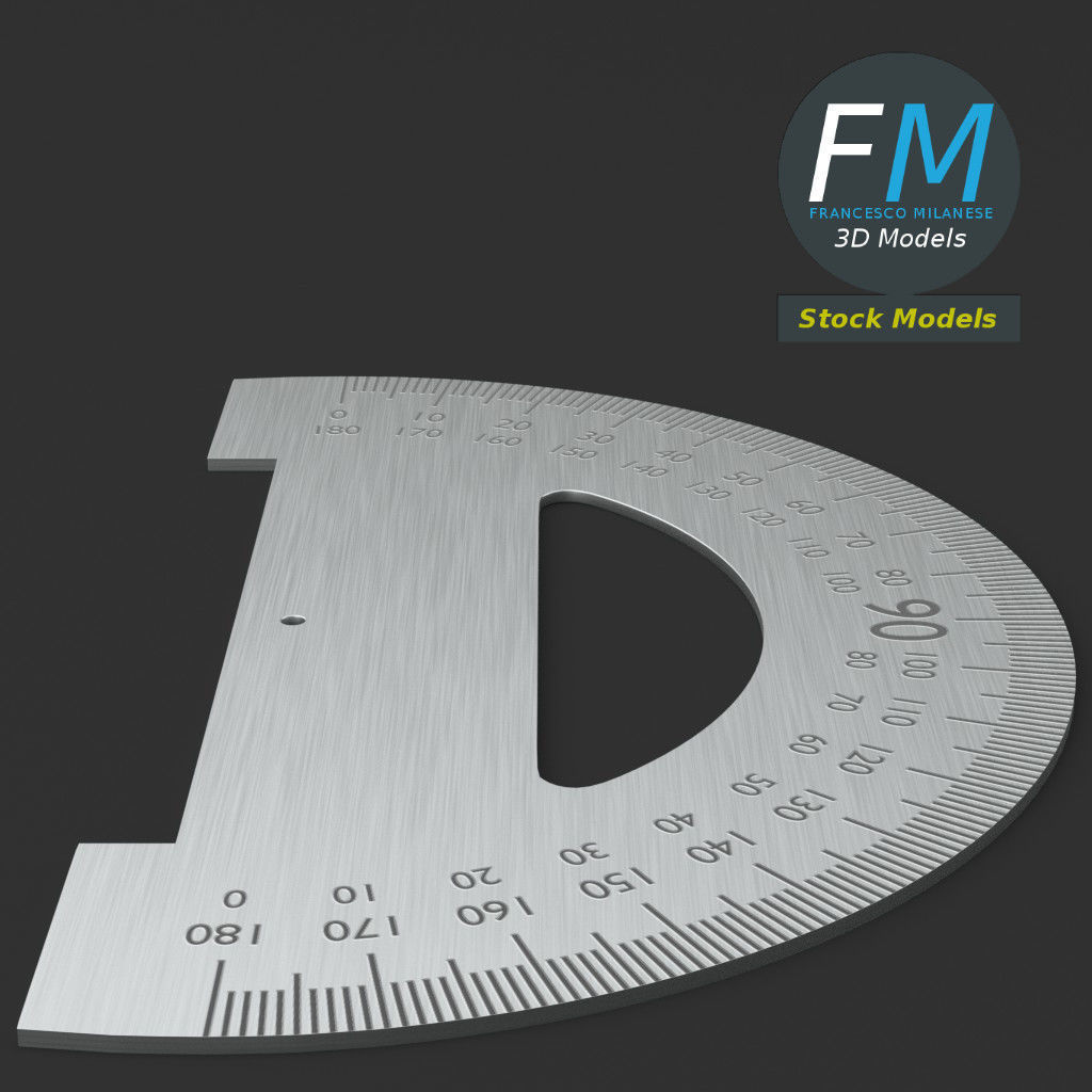 Protractor degree compass 3D model_5