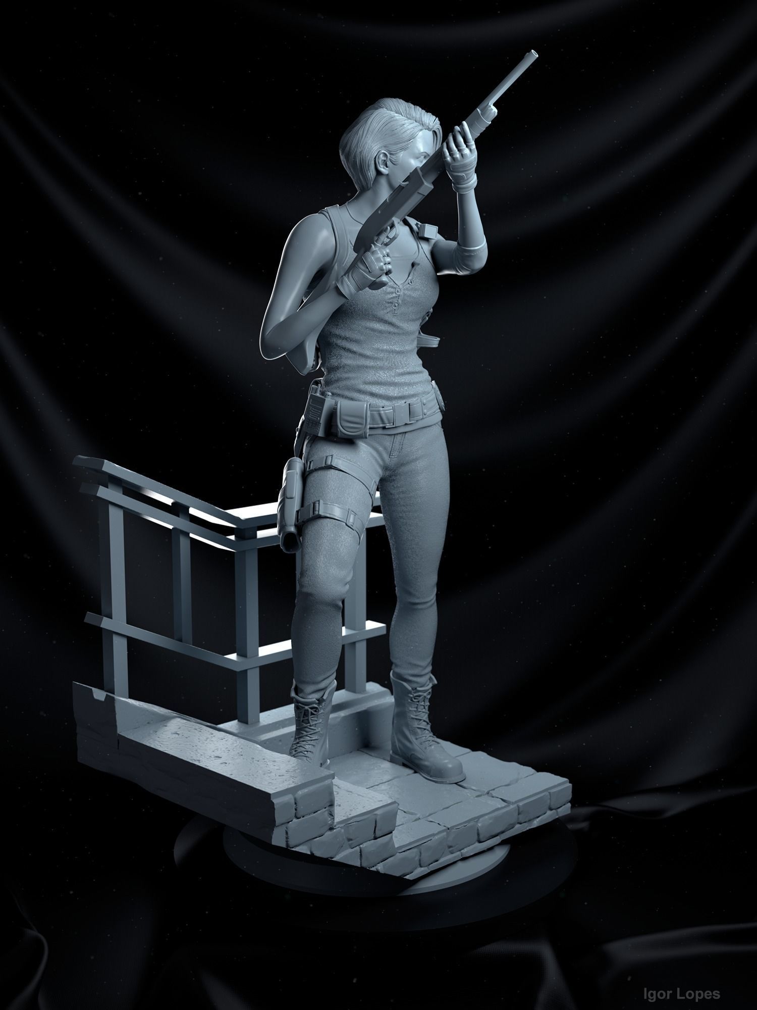 Jill Valentine Statue - Resident Evil 3 3D print model_7