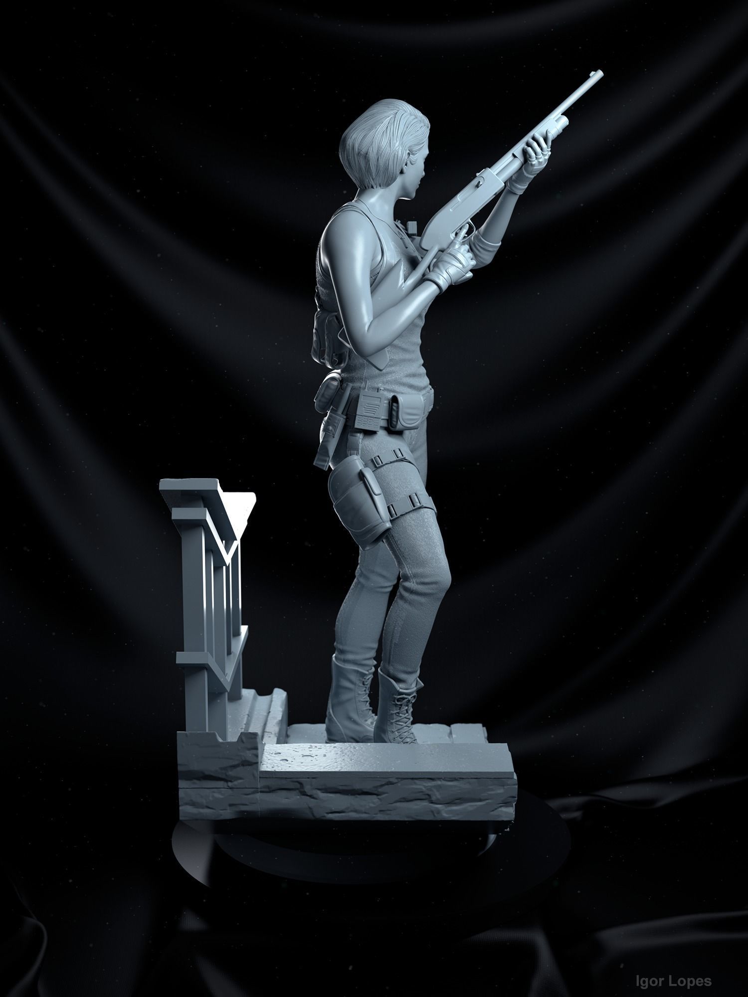 Jill Valentine Statue - Resident Evil 3 3D print model_8