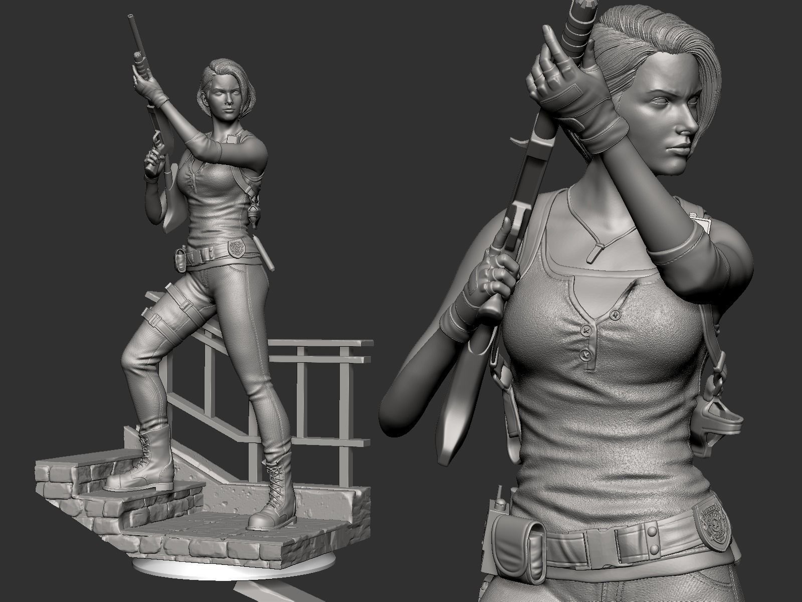 Jill Valentine Statue - Resident Evil 3 3D print model_15