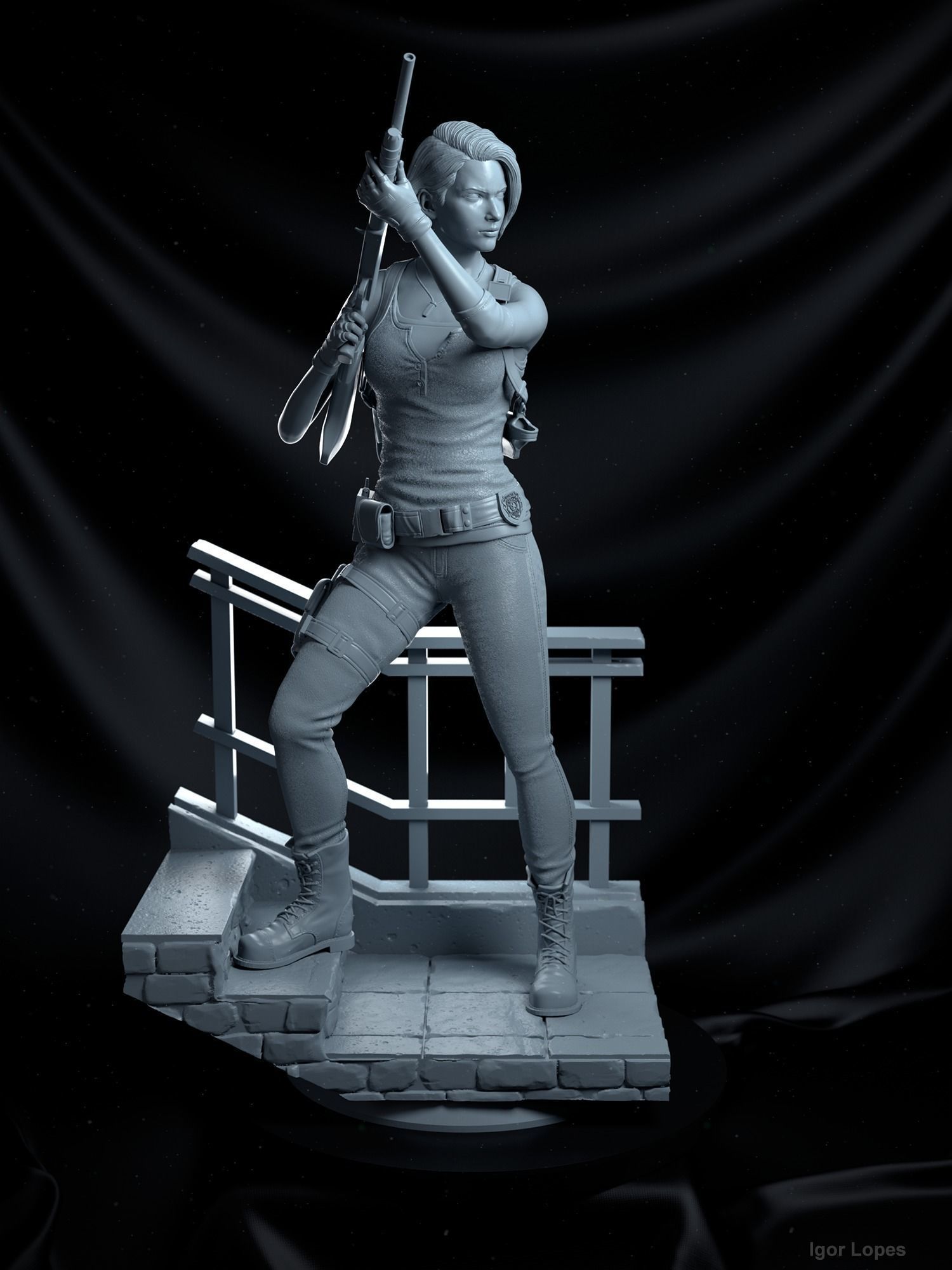 Jill Valentine Statue - Resident Evil 3 3D print model_6