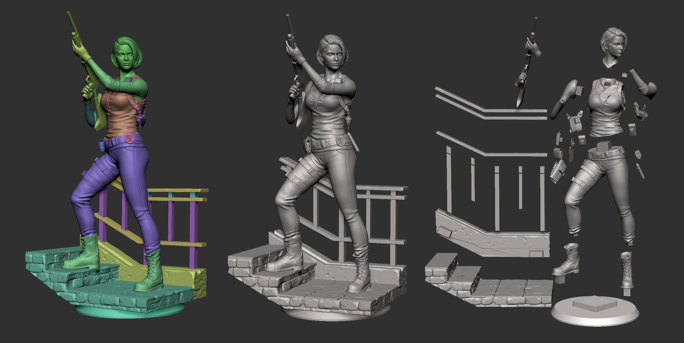 Jill Valentine Statue - Resident Evil 3 3D print model_22