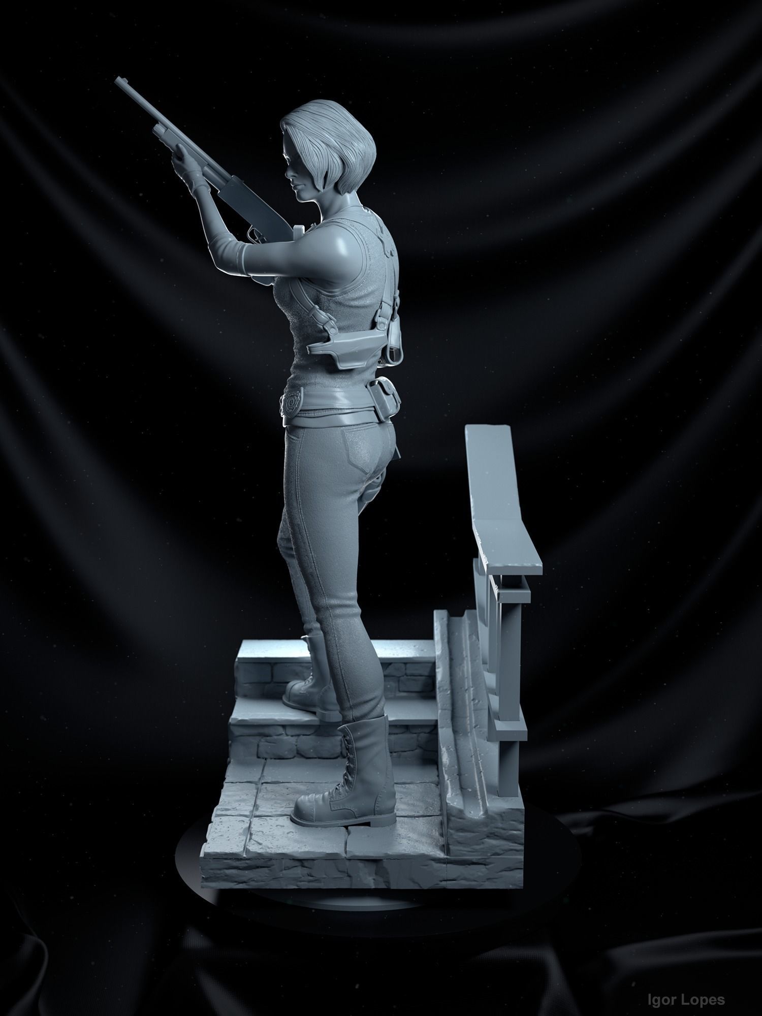 Jill Valentine Statue - Resident Evil 3 3D print model_12
