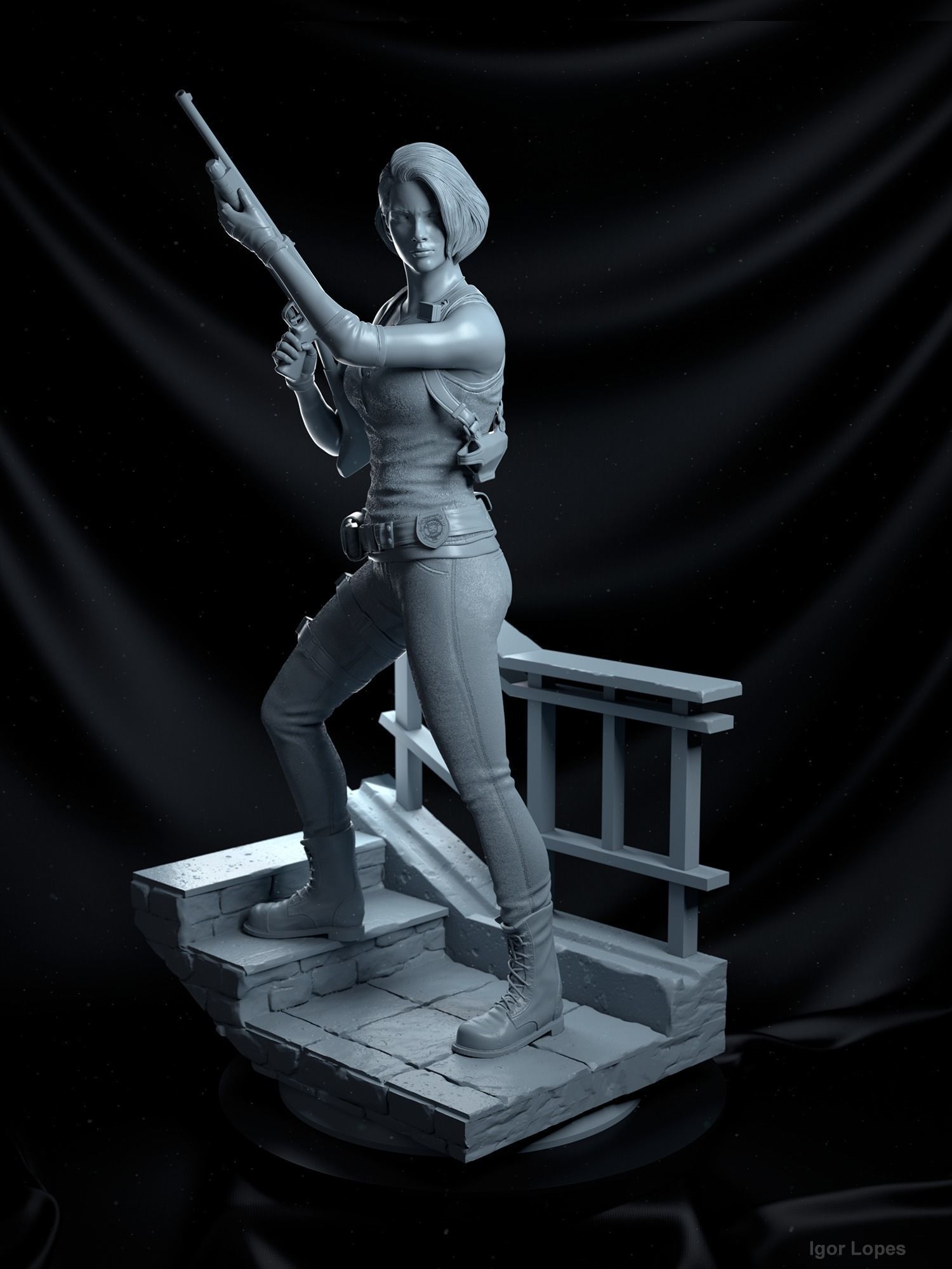 Jill Valentine Statue - Resident Evil 3 3D print model_13