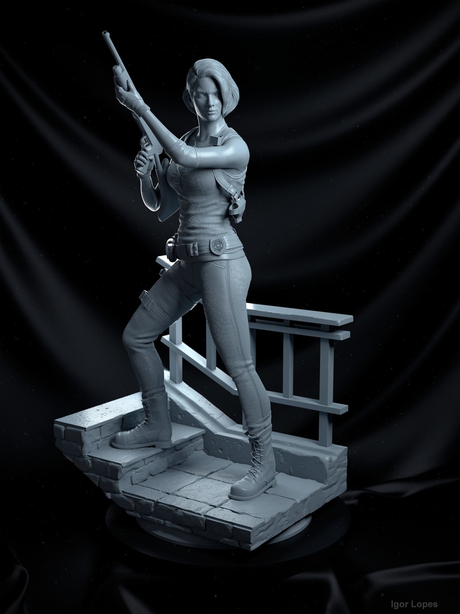 Jill Valentine Statue - Resident Evil 3 3D print model_5